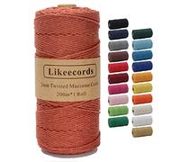 Likeecords macrame corda 2mm x 200m,filo macrame,cotone macrame,filo di cotone per borse all uncinetto per Appendiabiti per Fiori, Home Decor (Colore ruggine)