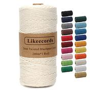 Likeecords macrame corda 2mm x 200m,filo macrame,cotone macrame,filo di cotone per borse all uncinetto per Appendiabiti per Fiori, Home Decor (Bianco di riso)