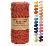 Likeecords macrame corda 3mm x 100m,filo macrame,cotone macrame,filo di cotone per borse all uncinetto per Appendiabiti per Fiori, Home Decor (Colore ruggine)