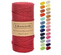Likeecords macrame corda 3mm x 100m,filo macrame,cotone macrame,filo di cotone per borse all uncinetto per Appendiabiti per Fiori, Home Decor (Vino rosso)