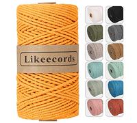 Likeecords macrame corda 4mm x 100m,filo macrame,cotone macrame,filo di cotone per borse all uncinetto per Appendiabiti per Fiori, Home Decor (oro)