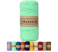 Likeecords Poliestere Corda 4mm x 130m,Cordino Per Borse Uncinetto,Polipropilene Macrame Corda intrecciata,Macramè Filo per Appendiabiti per Fiori, Home Decor (Verde fluorescente)