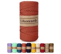 Likeecords Poliestere Corda 4mm x 130m,Cordino Per Borse Uncinetto,Polipropilene Macrame Corda intrecciata,Macramè Filo per Appendiabiti per Fiori, Home Decor （Rosso ruggine）