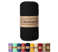 Likeecords Poliestere Corda 4mm x 130m,Cordino Per Borse Uncinetto,Polipropilene Macrame Corda intrecciata,Macramè Filo per Appendiabiti per Fiori, Home Decor (nero)