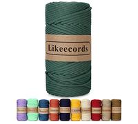 Likeecords Poliestere Corda 4mm x 130m,Cordino Per Borse Uncinetto,Polipropilene Macrame Corda intrecciata,Macramè Filo per Appendiabiti per Fiori, Home Decor (Fagiolo verde)