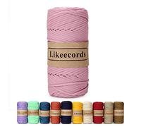 Likeecords Poliestere Corda 4mm x 130m,Cordino Per Borse Uncinetto,Polipropilene Macrame Corda intrecciata,Macramè Filo per Appendiabiti per Fiori, Home Decor （Carne in polvere）