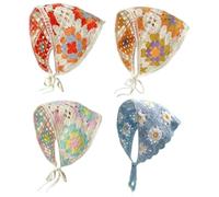 Likeggoad 4 fasce per capelli all'uncinetto, fasce per capelli all'uncinetto, realizzate a mano, per donne e ragazze (motivo vivace)