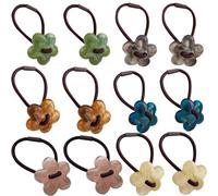 Likeggoad Confezione di elastici per capelli con fiori in resina, per donne e ragazze (colore casuale, 6 paia)