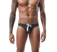 LikeJump, Costume da bagno da uomo a vita bassa, a slip o a pantaloncini, per nuoto, surf, L Nero, M