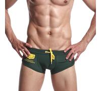 LikeJump Costumi da bagno da uomo a vita bassa slip da surf pantaloncini da bagno costumi da bagno bikini fondo, C1 Verde, L