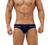 LikeJump Costumi da bagno da uomo a vita bassa slip da surf pantaloncini da bagno costumi da bagno bikini fondo, F Blu scuro, L
