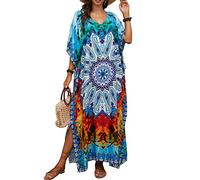 LikeJump Donna Boemia Caftan Abito da Spiaggia Maxi Parei Copri Bikini Costume da Bagno Cover ups