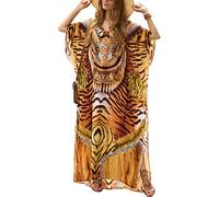LikeJump Donna Boemia Caftan Abito da Spiaggia Maxi Parei Copri Bikini Costume da Bagno Cover ups