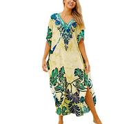 LikeJump Donna Boemia Stampato Caftan Abito da Spiaggia Maxi Parei Copri Bikini Costume da Bagno Cover Up