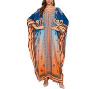 LikeJump Donna Boemia Stampato Caftan Abito da Spiaggia Maxi Parei Copri Bikini Costume da Bagno Cover Up