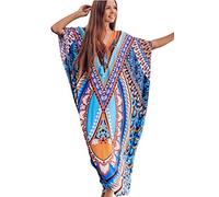 LikeJump Donna Boemia Stampato Caftan Abito da Spiaggia Maxi Parei Copri Bikini Costume da Bagno Cover Up