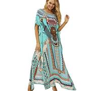 LikeJump Donna Boemia Stampato Caftan Abito da Spiaggia Maxi Parei Copri Bikini Costume da Bagno Cover Up