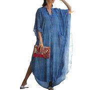 LikeJump Donna Bohémien Cardigan Vestito da Spiaggia Maxi Abito Copricostume Kaftan Bikini Cover ups