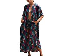 LikeJump Donna Bohémien Cardigan Vestito da Spiaggia Maxi Abito Copricostume Kaftan Bikini Cover ups