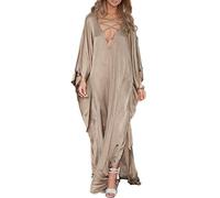 LikeJump Donna Cotone Stampato Caftan Abito da Spiaggia Maxi Parei Copri Bikini Costume da Bagno Cover Up