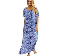 LikeJump Donna Cotone Stampato Caftan Abito da Spiaggia Maxi Parei Copri Bikini Costume da Bagno Cover Up