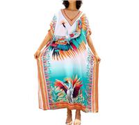 LikeJump Donna Stampato Caftan Abito da Spiaggia Maxi Parei Copri Bikini Costume da Bagno Cover Up