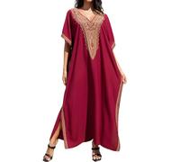 LikeJump Donna Stampato Caftan Abito da Spiaggia Maxi Parei Copri Bikini Costume da Bagno Cover Up
