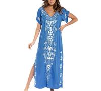 LikeJump Donna Stampato Caftan Abito da Spiaggia Maxi Parei Copri Bikini Costume da Bagno Cover Up