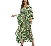 LikeJump Kaftano lungo da donna, camicia da notte spaziosa per la casa, maxi kimono oversize, Un Verde 2, Taglia unica