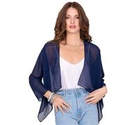 likemary Bolero Coprispalle Elegante di Chiffon Trasparente Blu Marino