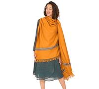 likemary Mansi Sciarpa stile pashmina in lana merino tessuta a mano, mantella da donna ideale per viaggi e cerimonie, sciarpa invernale grande da donna, commercio etico giallo