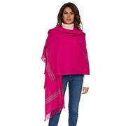 likemary Mansi Sciarpa stile pashmina in lana merino tessuta a mano, mantella da donna ideale per viaggi e cerimonie, sciarpa invernale grande da donna, commercio etico rosa fuchsia