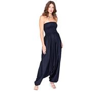 likemary Tuta per Donne - Si Trasforma in Pantaloni Harem - Outfit 2-in-1 in Tessuto Effetto Seta - Tute e Pantaloni Harem Taglia Unica con Tasche Blu Marino