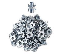 LIKERAINY T Dado Filettato M12 x 17mm T-nuts Dadi a Quattro Punte T-Scanalatura Inserti Blindati Dado a Ragno in Metallo Placcato Zincato per Mobili de Legno 50Pcs