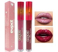 Likesing 2 Pezzi Rossetto Lunga Durata Set Lucidalabbra Kit Labbra Opaco Rosso Glitter Liquido Lipgloss Volumizzante Lipstick Matte Trucco Regalo Donna per Trucchi Ragazza