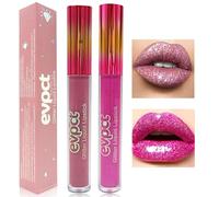 Likesing 2 Pezzi Rossetto Lunga Durata Set Lucidalabbra Rossetti Kit Labbra Opaco Rosso Rossetto Glitter Liquido Lipgloss Rossetto Volumizzante Lipstick Matte Trucco Regalo Donna per Trucchi Ragazza