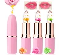 Likesing 3 Pezzi Rossetto PH Cambia Colore Magico Rossetto Lunga Durata Balsamo Labbra Jelly Fiore Rossetti Idratante Labbra Lucidalabbra Set Gloss Labbra Trucchi Donna Ragazza Compleanno Regalo Kit