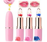 Likesing 3 Pezzi Rossetto PH Cambia Colore Magico Rossetto Lunga Durata Balsamo Labbra Jelly Fiore Rossetti Idratante Labbra Lucidalabbra Set Gloss Labbra Trucchi Donna Ragazza Compleanno Regalo Kit