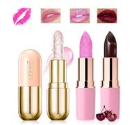 Likesing 3 Pezzi Set di Rossetti Cambia Colore Lucidalabbra Jelly Opaco Rosso Rossetto Lipgloss Volumizzante Matte Lunga Durata Donna Regalo Natale