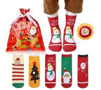 Likesing 5 Pezzi Calzini Bambino Bambina Calze con Regalo Natale Sacchetto Termiche Invernali Caldo Cotone Calzini Colorati Termici Calze Divertenti Calzini Natale Colorate Caldi Pelosi Fantasia