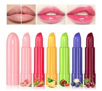Likesing 6 Pezzi Rossetto PH Magico Rossetto Frutta Lunga Durata Balsamo Labbra Jelly Fiore Rossetti Idratante Labbra Set Lucidalabbra Lip Gloss Labbra Trucchi Donna Ragazza Regalo Natale Compleanno