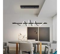 Likflyer Lampadario a Sospensione Dimmerabile con Telecomando, Lampade a Sospensione Moderne Nere, L100CM Luce Pendente Moderno Creativo Spirale Design Lampadario per Isola della Cucina Bar