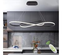 Likflyer Lampadario Moderno a LED Dimmerabile Nero per Sala da Pranzo - Luce Sopra il Tavolo, Illuminazione Moderna per Isola Della Cucina con Telecomando, Altezza Regolabile
