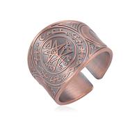 LIKGREAT Anello del sigillo di Lilith Sigillo del demone satanico Talismano Amuleto Anelli di rame Anello aperto Banda Gotica Strega Pagana Protezione Gioielli religiosi per le donne (Rosso)