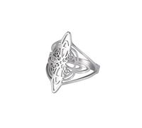 LIKGREAT Anello nodo della strega Anelli nodo celtico Anello nodo della stregoneria Anello banda pagana wiccan Anello protezione amuleto gioielli in acciaio inox regali per donne ragazze (2-s-9)