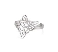 LIKGREAT Anello Nodo della Strega Anelli Nodo Celtico Stregoneria Anello Pagana Wiccan Anello di Protezione Buona Fortuna Amuleto GIOIELLI in Acciaio Inox Regali per le Donne Ragazze (Stile 4-S)