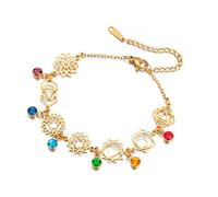 LIKGREAT Bracciale 7 Chakra Regolabile per Donna Acciaio Inossidabile Bracciale Simbolo di Guarigione Spirituale Gioielli Yoga Ispiratore per Meditazione (2-Oro)
