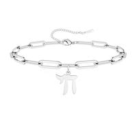 LIKGREAT Bracciale Ebraico Chai Simbolo della Vita Bracciale Amuleto di Protezione Religiosa Ebraica Gioielli per Donna (style1 argento)