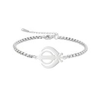 LIKGREAT Bracciale Sikhism Khanda Giustizia Simbolo Sikh Acciaio Inossidabile Bracciale Religioso Indù per Uomini Donne (Sliver)