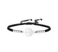 LIKGREAT Bracciale Sikhismo Khanda Giustizia Simbolo Sikh Bracciali di Corda Intrecciati Regolabili Bracciali Religiosi India Gioielli per Uomini Donne (Corda nera - Argento)